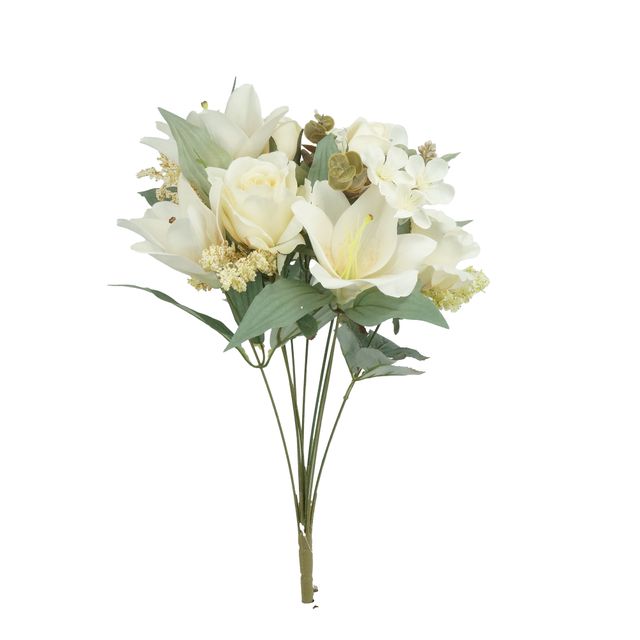 Buquê de Rosas Com Lírio Branco Buquê de Rosas Com Lírio Branco
